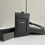 【預售】【雙11新品】BV家 Intrecciato編織 經典款 頭層牛皮 頸掛式證件套 卡片夾 卡套 黑色：圖片 8