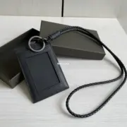 【預售】【雙11新品】BV家 Intrecciato編織 經典款 頭層牛皮 頸掛式證件套 卡片夾 卡套 黑色：圖片 16