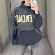 巴黎 BLC 23SS 秀款 膠帶 繃帶logo 水洗做舊 破壞 帽T連帽衛衣帽衫：圖片 4