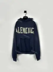 巴黎 BLC 23SS 秀款 膠帶 繃帶logo 水洗做舊 破壞 帽T連帽衛衣帽衫：圖片 8