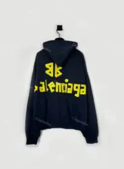 巴黎 BLC 23SS 秀款 膠帶 繃帶logo 水洗做舊 破壞 帽T連帽衛衣帽衫：圖片 9