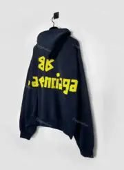 巴黎 BLC 23SS 秀款 膠帶 繃帶logo 水洗做舊 破壞 帽T連帽衛衣帽衫：圖片 11