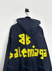 巴黎 BLC 23SS 秀款 膠帶 繃帶logo 水洗做舊 破壞 帽T連帽衛衣帽衫：圖片 14