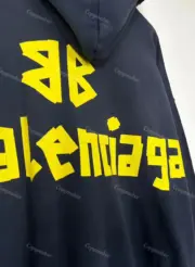 巴黎 BLC 23SS 秀款 膠帶 繃帶logo 水洗做舊 破壞 帽T連帽衛衣帽衫：圖片 15