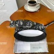 D1OR Oblique Belt 經典老花緹花 頭層牛皮真皮皮帶 腰帶：圖片 4