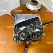 D1OR Oblique Belt 經典老花緹花 頭層牛皮真皮皮帶 腰帶：圖片 5