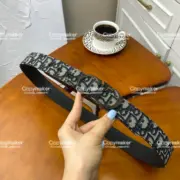 D1OR Oblique Belt 經典老花緹花 頭層牛皮真皮皮帶 腰帶：圖片 7