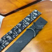 D1OR Oblique Belt 經典老花緹花 頭層牛皮真皮皮帶 腰帶：圖片 9