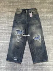 【預售】【2026新年福利】巴黎 BLC 23FW Baggy 水洗糜爛破洞大破壞泥染 丹寧牛仔褲直筒褲長褲：圖片 2
