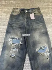 【預售】【2026新年福利】巴黎 BLC 23FW Baggy 水洗糜爛破洞大破壞泥染 丹寧牛仔褲直筒褲長褲：圖片 3