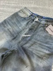 【預售】【2026新年福利】巴黎 BLC 23FW Baggy 水洗糜爛破洞大破壞泥染 丹寧牛仔褲直筒褲長褲：圖片 4