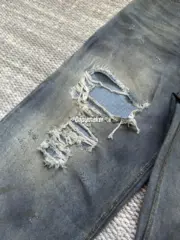 【預售】【2026新年福利】巴黎 BLC 23FW Baggy 水洗糜爛破洞大破壞泥染 丹寧牛仔褲直筒褲長褲：圖片 8