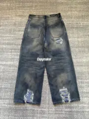 【預售】【2026新年福利】巴黎 BLC 23FW Baggy 水洗糜爛破洞大破壞泥染 丹寧牛仔褲直筒褲長褲：圖片 11