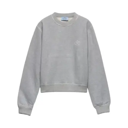 【預售】【福利回饋】PRA 24FW 仿舊水洗印花 後背三角標貼布 衛衣大學T長袖 灰色