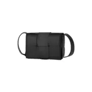 【預售】【原廠皮】BV家 Mini Cassette 牛皮編織 /磁釦 小方包單肩包側背包小包 黑色