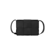 【預售】【原廠皮】BV家 Mini Cassette 牛皮編織 /磁釦 小方包單肩包側背包小包 黑色：圖片 2