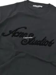 【現貨】Acne Studios 25SS 刺繡logo字母 圓領純棉短袖T恤 黑灰色：圖片 8