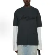 【現貨】Acne Studios 25SS 刺繡logo字母 圓領純棉短袖T恤 黑灰色：圖片 3