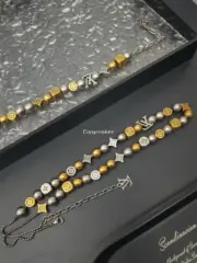 【預售】1V DAMIER PARTY 經典logo 黃銅拼色串珠 項鍊吊墜/手鍊手環：圖片 9