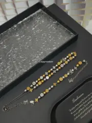 【預售】1V DAMIER PARTY 經典logo 黃銅拼色串珠 項鍊吊墜/手鍊手環：圖片 10