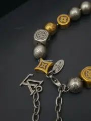 【預售】1V DAMIER PARTY 經典logo 黃銅拼色串珠 項鍊吊墜/手鍊手環：圖片 11