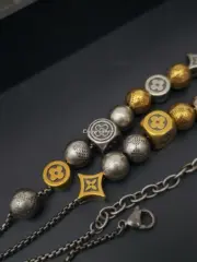 【預售】1V DAMIER PARTY 經典logo 黃銅拼色串珠 項鍊吊墜/手鍊手環：圖片 13