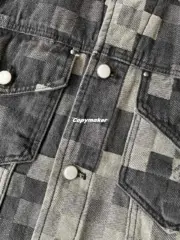 【預售】1V x NIGO 25SS 棋盤格拼接 黑灰漸層 牛仔外套夾克襯衫：圖片 11