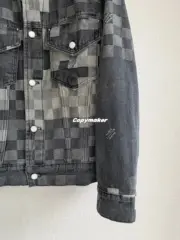 【預售】1V x NIGO 25SS 棋盤格拼接 黑灰漸層 牛仔外套夾克襯衫：圖片 12