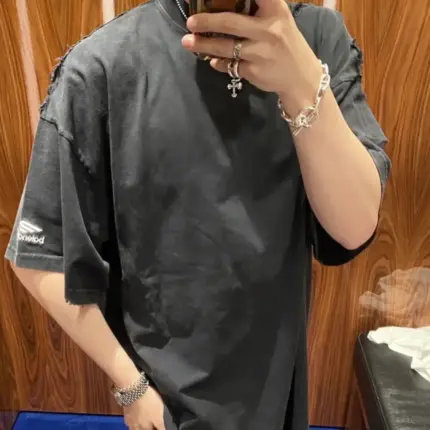 【現貨】【福利回饋】巴黎 BLC 22SS 日曆 雙層破洞 破壞 補丁 字母 短袖 T恤