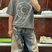 【現貨】Acne Studios 24FW 水洗做舊破壞 大logo 純棉短袖T恤 苔蘚綠/灰綠：圖片 7