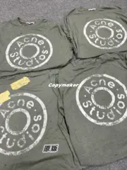 【現貨】Acne Studios 24FW 水洗做舊破壞 大logo 純棉短袖T恤 苔蘚綠/灰綠：圖片 9