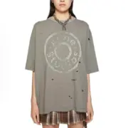 【現貨】Acne Studios 24FW 水洗做舊破壞 大logo 純棉短袖T恤 苔蘚綠/灰綠：圖片 3