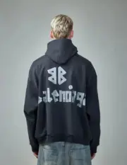 【預售】【雙11福利】巴黎 BLC 25SS 秀款 膠帶 繃帶logo 水洗做舊 帽T連帽衛衣帽衫 水洗黑色：圖片 5