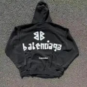 【預售】【雙11福利】巴黎 BLC 25SS 秀款 膠帶 繃帶logo 水洗做舊 帽T連帽衛衣帽衫 水洗黑色：圖片 8