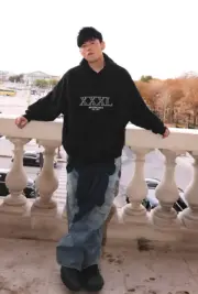 巴黎 BLC 22FW 秀款 XXXL 水洗褪色 下擺內搭 刺繡帽T連帽衛衣 3XL 杰倫同款：圖片 5