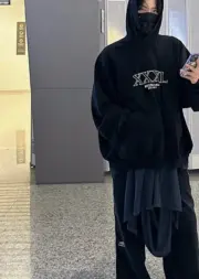 巴黎 BLC 22FW 秀款 XXXL 水洗褪色 下擺內搭 刺繡帽T連帽衛衣 3XL 杰倫同款：圖片 10