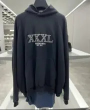 巴黎 BLC 22FW 秀款 XXXL 水洗褪色 下擺內搭 刺繡帽T連帽衛衣 3XL 杰倫同款：圖片 11