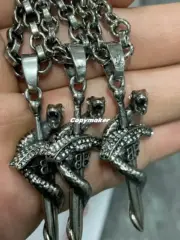 【現貨】巴黎 BLC 25SS 蛇年限定 靈蛇纏繞寶劍項鍊吊墜 做舊銀 黃銅：圖片 7