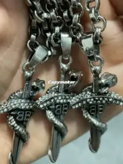 【現貨】巴黎 BLC 25SS 蛇年限定 靈蛇纏繞寶劍項鍊吊墜 做舊銀 黃銅：圖片 9