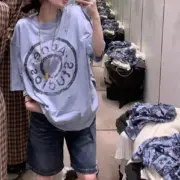 【預售】Acne Studios 24FW 水洗做舊破壞 大logo 純棉短袖T恤 天藍淺藍：圖片 5