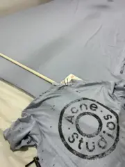 【預售】Acne Studios 24FW 水洗做舊破壞 大logo 純棉短袖T恤 天藍淺藍：圖片 8