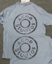 【預售】Acne Studios 24FW 水洗做舊破壞 大logo 純棉短袖T恤 天藍淺藍：圖片 10