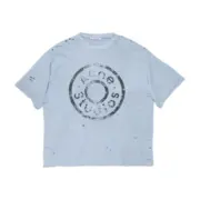 【預售】Acne Studios 24FW 水洗做舊破壞 大logo 純棉短袖T恤 天藍淺藍：圖片 2