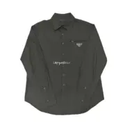 【現貨】【全套包裝】PRA 24FW 簡約素色 三角標logo 長袖襯衫夾克 黑色：圖片 4