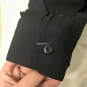 【現貨】【全套包裝】PRA 24FW 簡約素色 三角標logo 長袖襯衫夾克 黑色：圖片 16