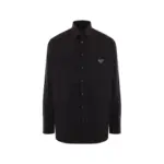 【現貨】【全套包裝】PRA 24FW 簡約素色 三角標logo 長袖襯衫夾克 黑色