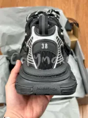 【預售】巴黎 BLC 3XL 時尚復古作舊 增高 老爹鞋 休閒鞋 XXXL 黑銀色：圖片 15