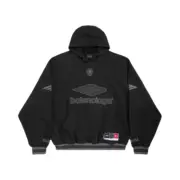 【現貨】巴黎 BLC 25FW Football 3B刺繡 水洗帽T連帽衛衣帽衫 黑色：圖片 2