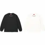 【預售】 SUP 23FW Collar Logo LS Top 刺繡logo 簡約素色 長袖T恤薄衛衣 黑色/白色