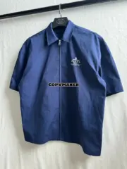 【預售】【過驗】PRA 24FW 殘缺字母logo印花 拉鍊短袖T恤薄夾克 皇家藍：圖片 5